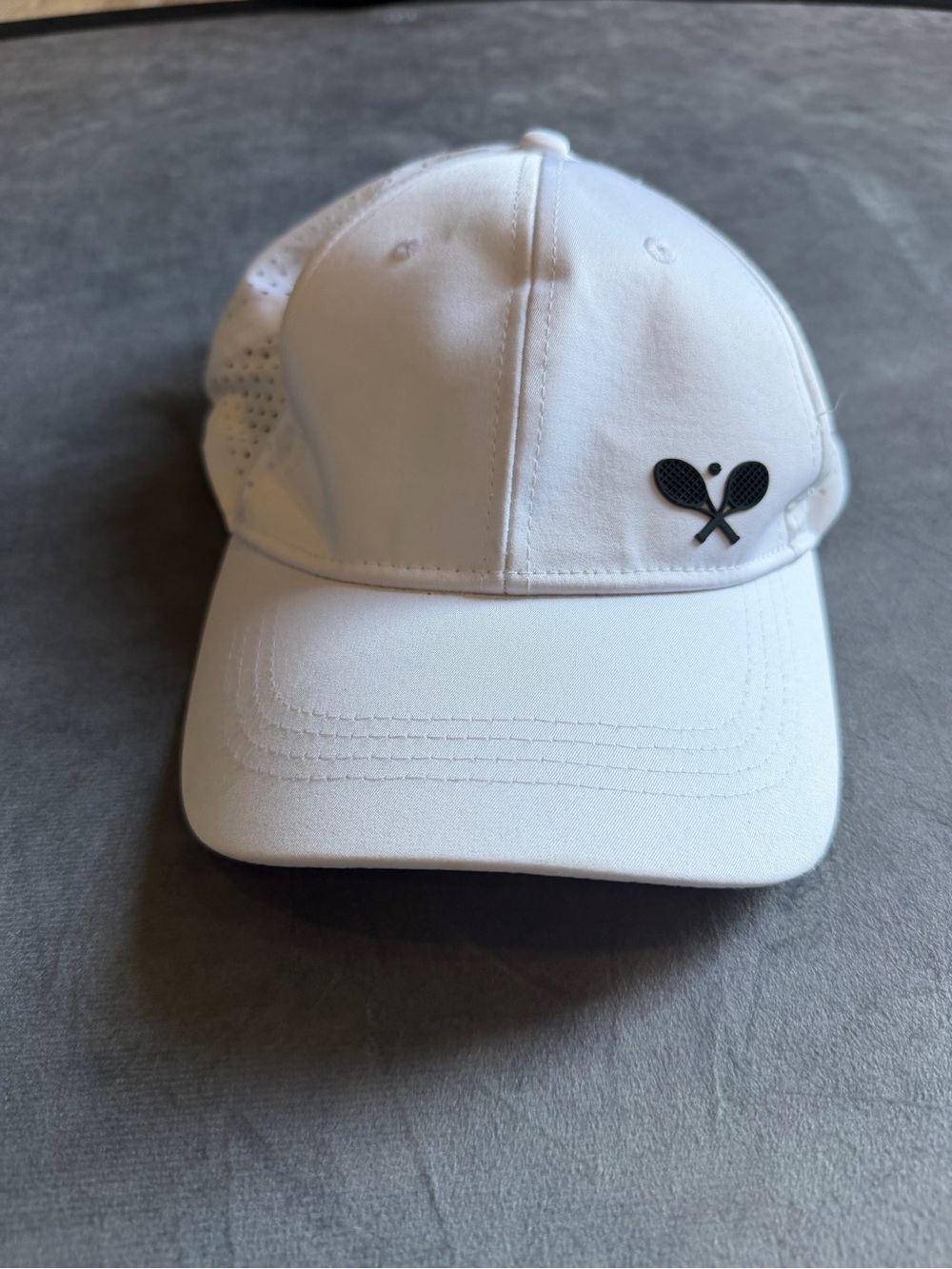 Tommy Bahama White Perforated Baseball Cap with Black Strap Detail